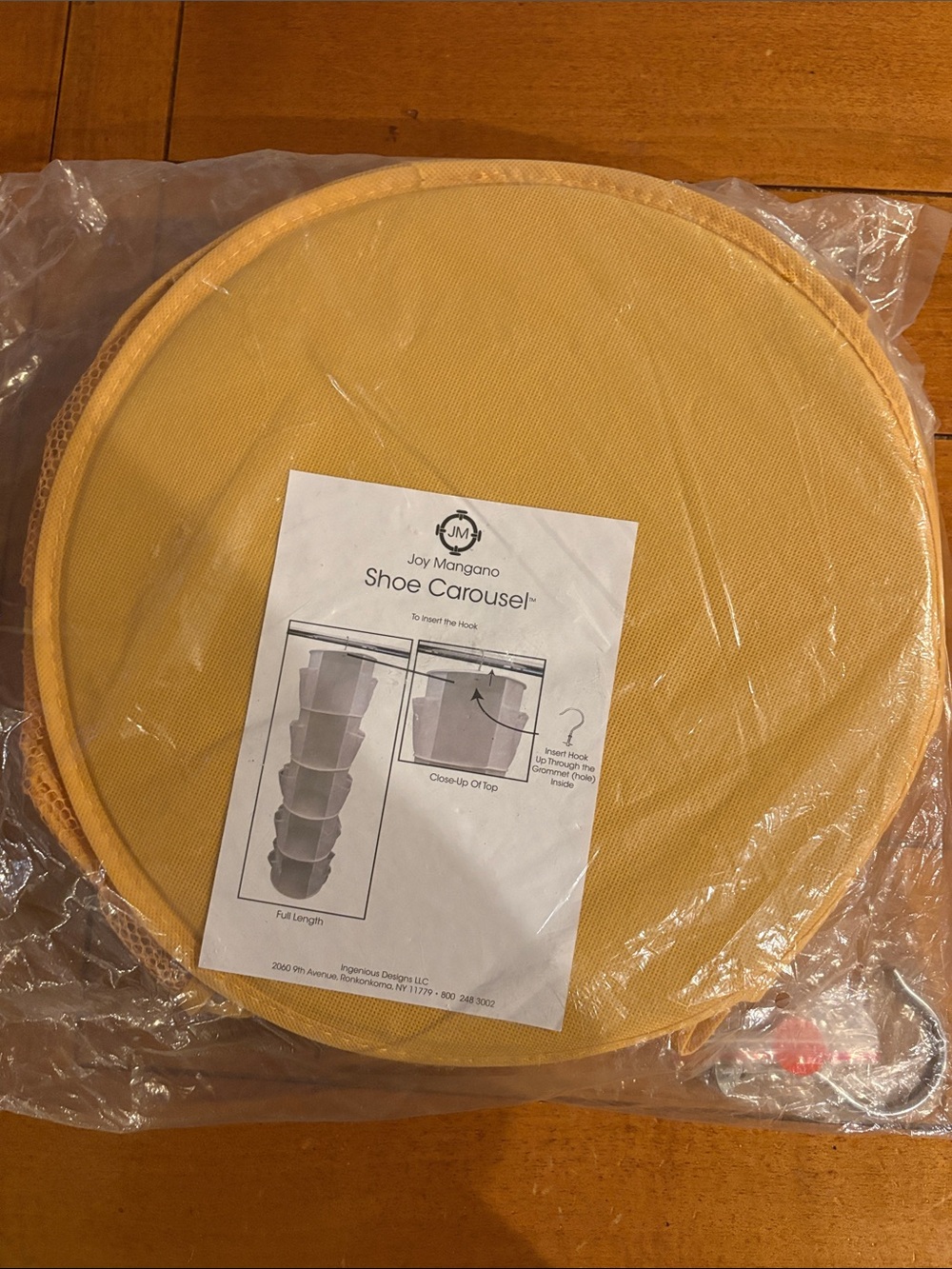 NEW: Joy Mangano Yellow Hanging Shoe Carousel Organizer